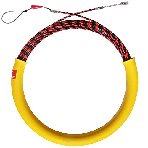 Aewio 15m通線 ロッド径 5.5mm 通線収納ケース ワイヤー 通線ワイヤー スチールワイヤー 通線 入線専用ワイヤー 通線工具 (15m通線+通線収納ケース)